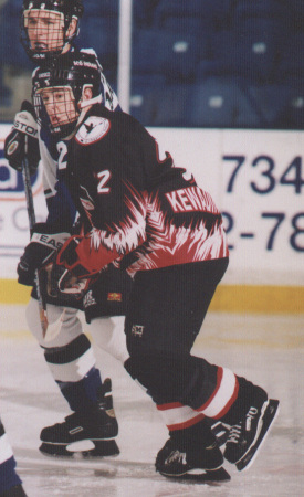 Son Joshua playing hockey in Canada