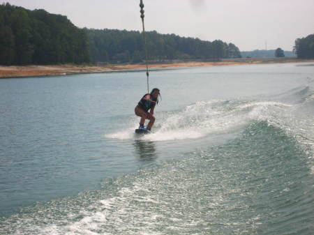 Kelsey wakeboarding at Lake Lanier