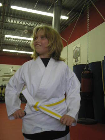 Sarah earns her yellow belt