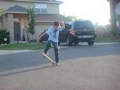 Ram doing what he likes to do "skateboarding"