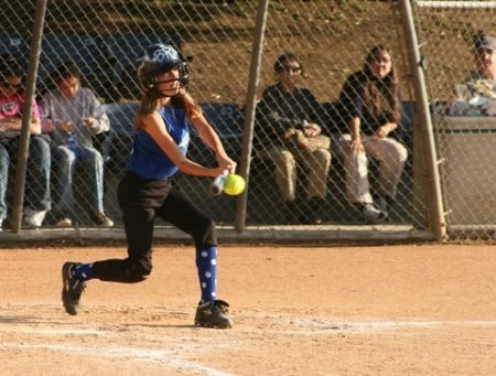 Brianna denting the ball!