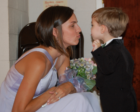 Kim at my son's wedding with Grandson Ryan