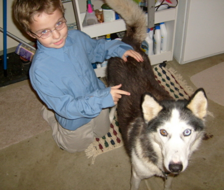 My youngest son and my dog Khia