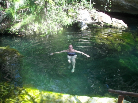 My wife in a jungle pool