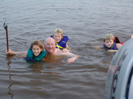 Granddaddy R.B. Swimming with 3 Grandkids