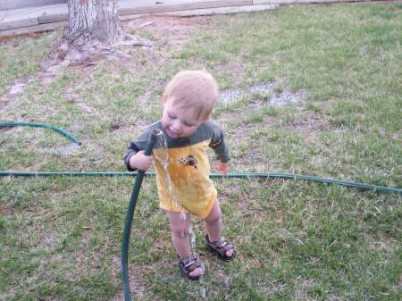 James and the water hose