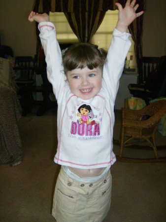 Isabelle gets a new Dora outfit. 2008