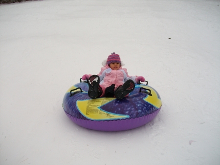 The kid goes tubing!