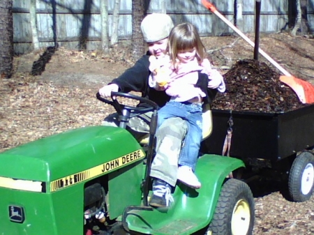 ally & ty on tractor