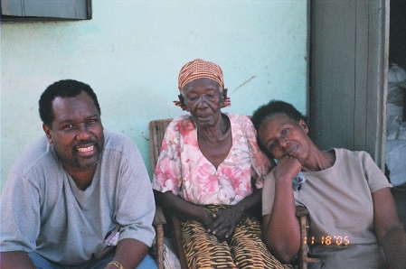 with my grandmother and elder sister