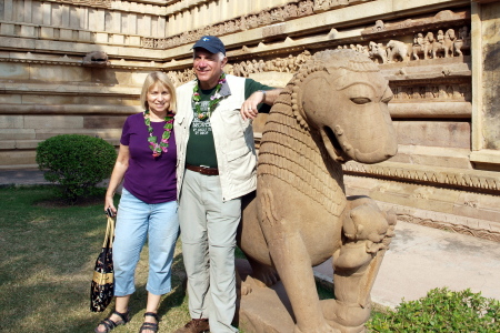 Risa and I at the Kaharjho Temple, India