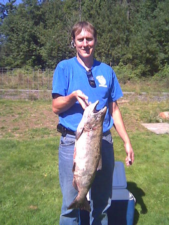 My husband Darrell with the fish he caught!