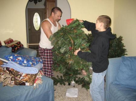 My second oldest boy helping with the tree...
