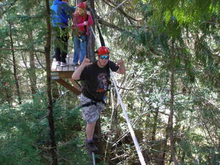 Bob on the zipline challange course