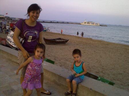 Wife and kids at the beach 3hrs from Beijng