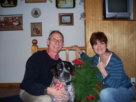 My husband, Jeff, our dog, Stella and me