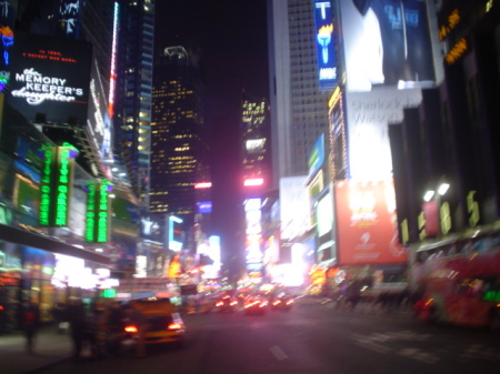 Times Square, so alive and it's 45 degrees
