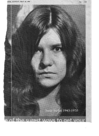 picture of Janis Joplin from the newspaper