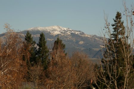 Mountain behind apartment