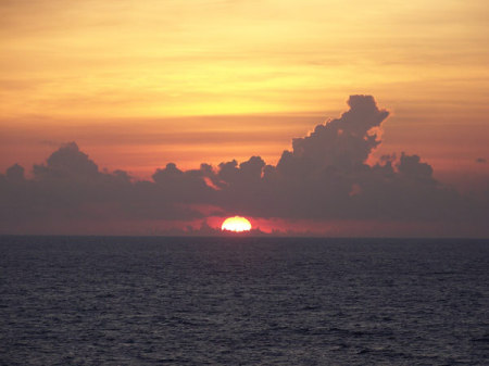 Sunrise over the Caribbean.