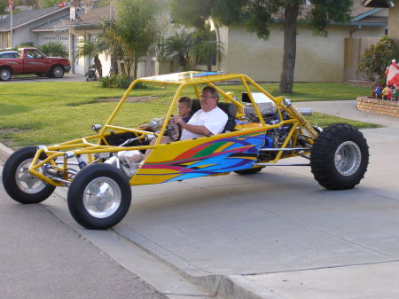 Grandson, Rich and I in my sandrail