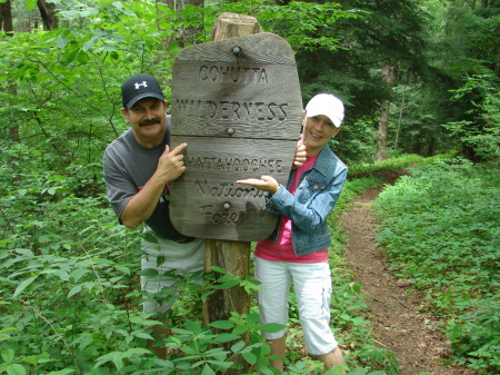 Mark and Konni on trail leading to river