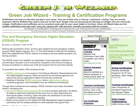 Green Job Wizard - my newest website