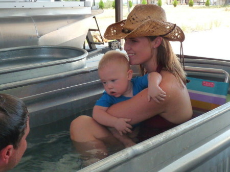 Cooling off in a horse trough in TX