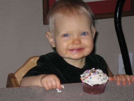 Zelda's 1st cupcake (grand daughter)