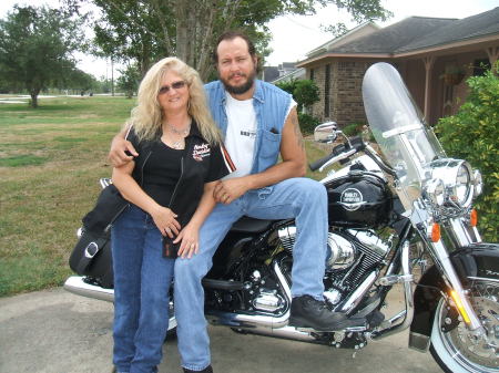 Me & My Husband Glenn on our new 2009 Harley