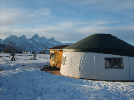 Our yurt with the Tetons