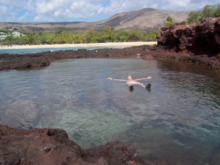 Floating in a lava pool on the island of Lanai