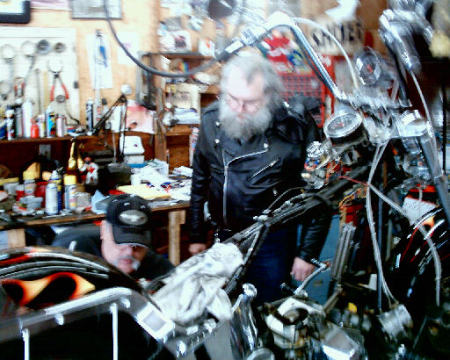 Gene & Me working on a Harley