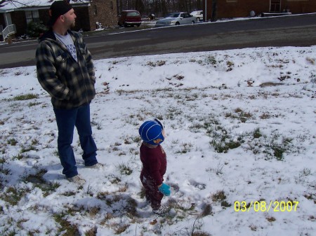 Wesley's first snow fall.