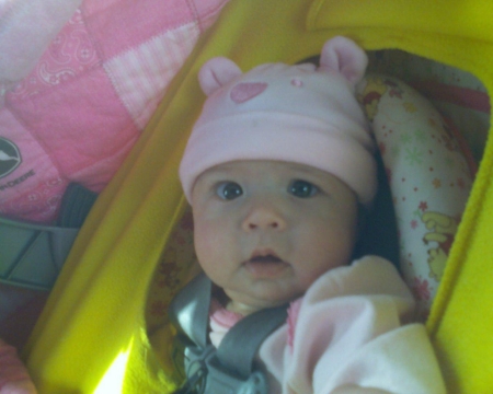 Taylor my youngest in her whinnie the pooh hat