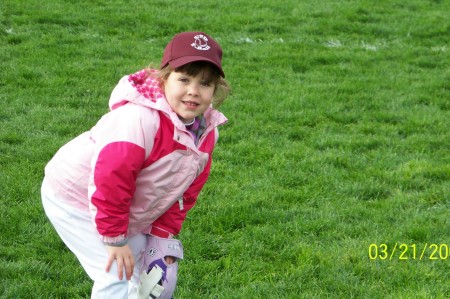 Andrea ~ Her "ready position" for T-ball Game