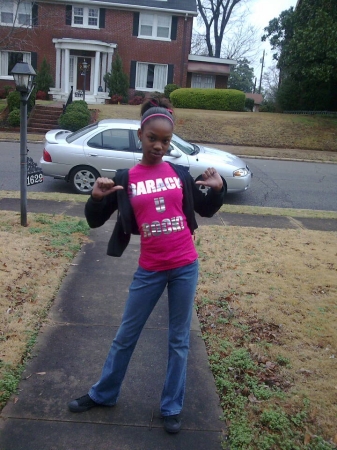 Alexis with her "Barack U Rock" Shirt on