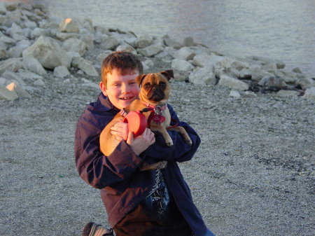 Nathaniel and Sassy on a trip to Alton dam