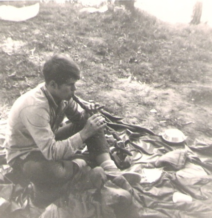 Jim provides music at camp