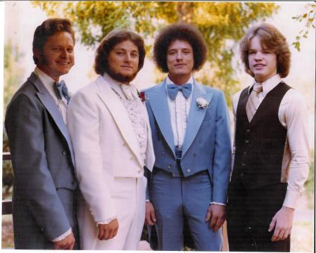 All the boys at Lyle's wedding 1978