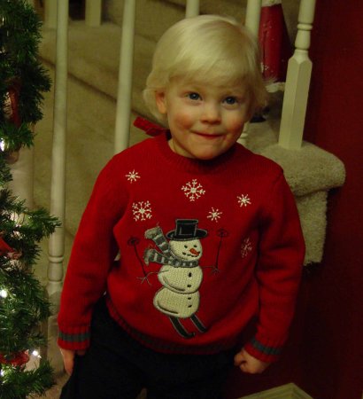 Landon ready for his preschool Christmas play