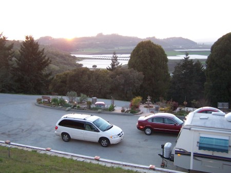 View of the sunset from the wine bench