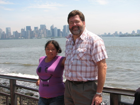 Jim with daughter Maria at Liberty Island