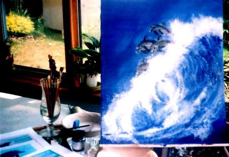 Oil painting "Dolphins""