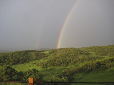 Rainbows off my deck in Steamboat