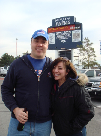 My husband Rocky and I at BSU Nevada game