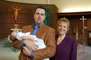 John at his daughter's christening