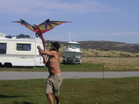 Patrick trying to fly his kite