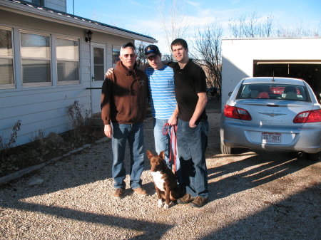 boys and Reggies the new dog (a Mcnab)