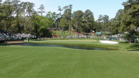 15th green at Augusta as seen from fairway